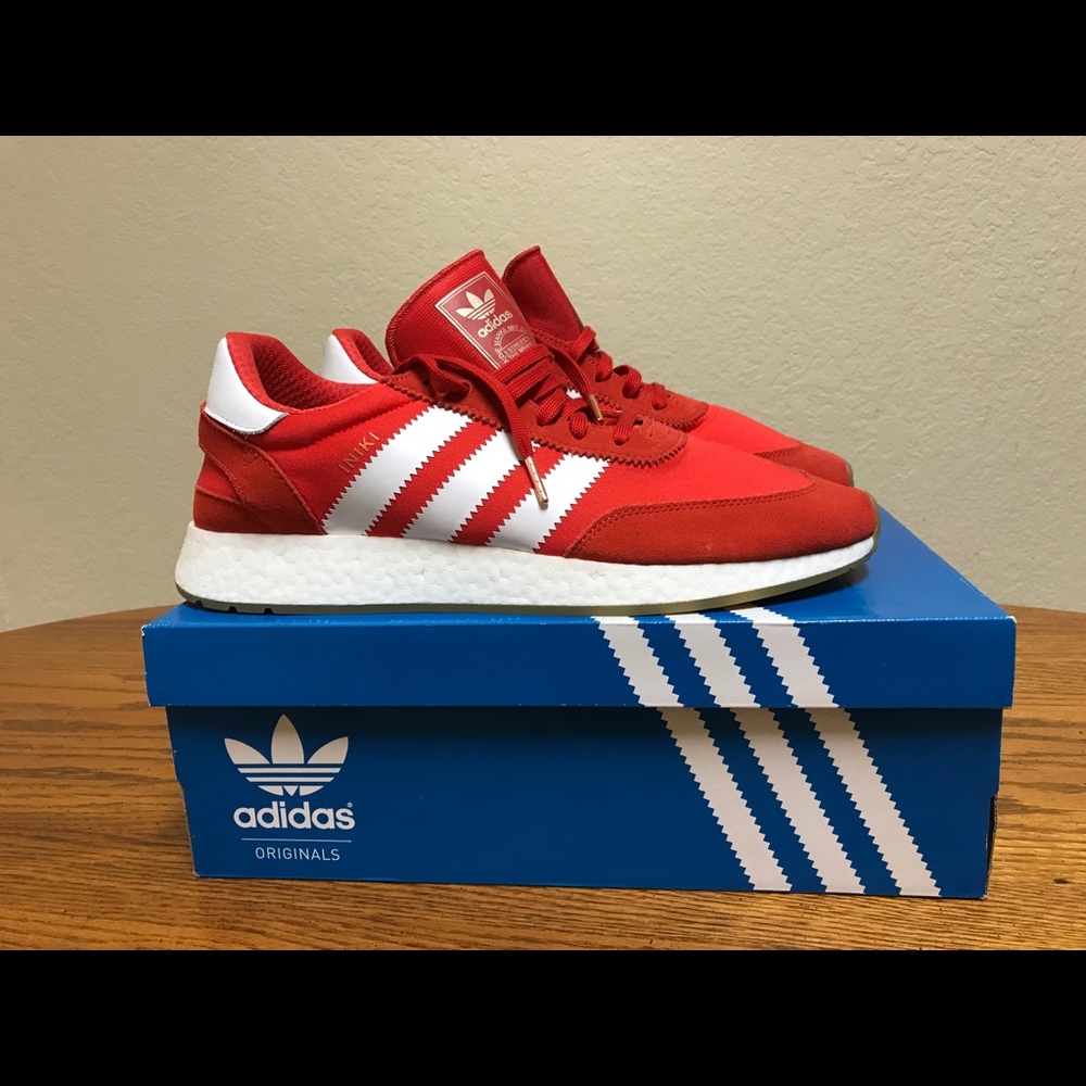 Adidas Iniki Red/White/Gum Size 13  BB2091 I-5923